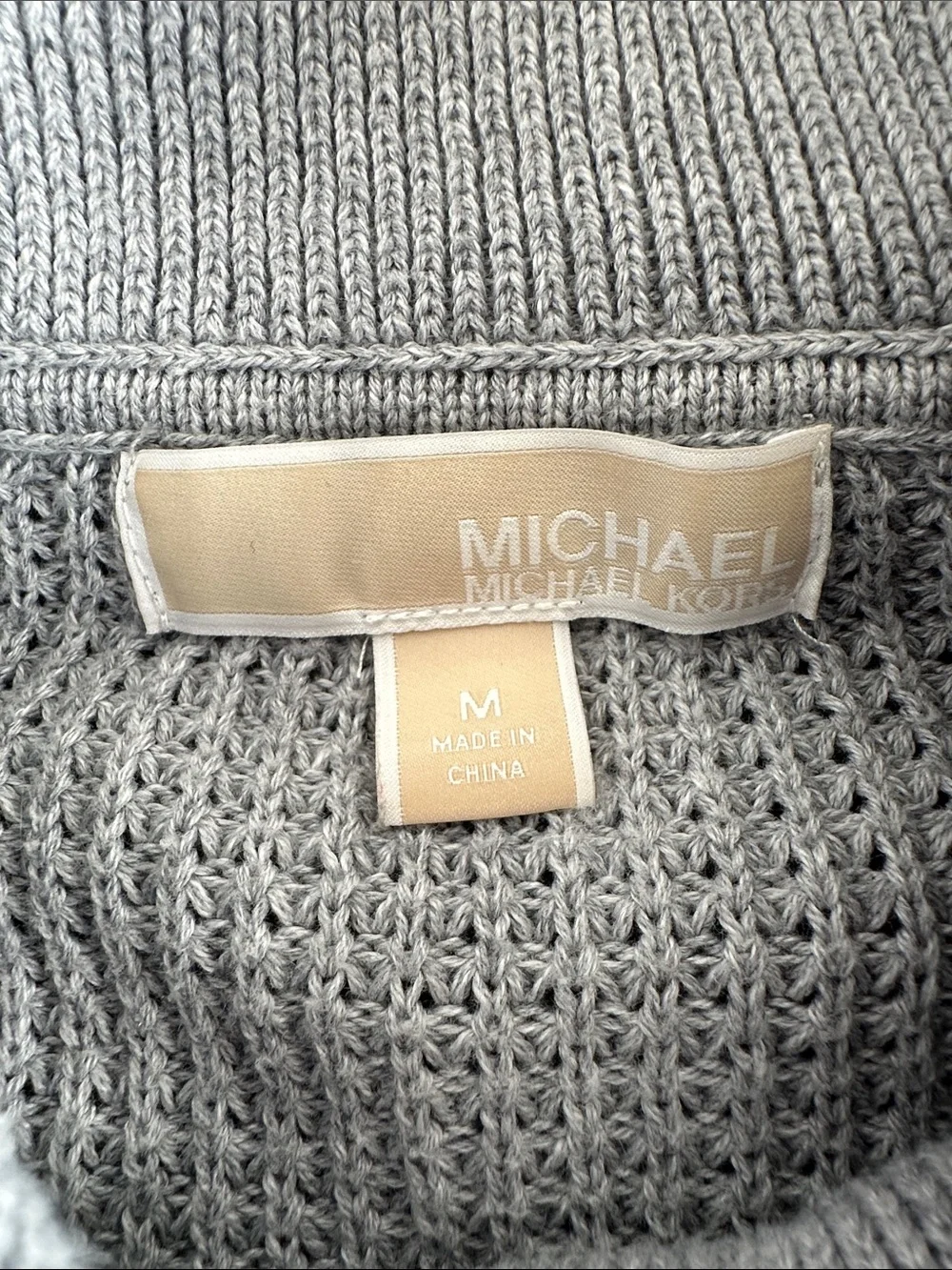 Michael Kors Light Gray Waffle Knit Cowl Neck Sweater